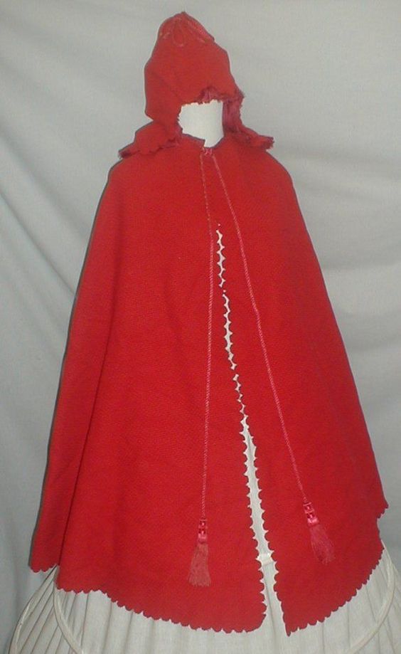 1860 red wool skating cape